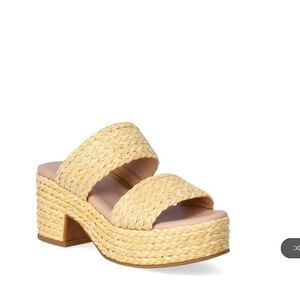 Women's Double Band Sandals/ Women's block heel sandals, Platform Slides Sandals